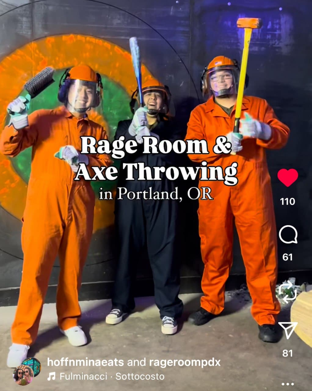 Team celebrating at axe throwing