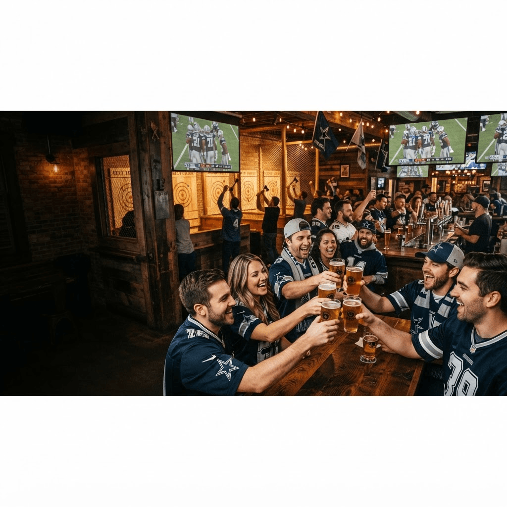 Dallas Cowboys watch party at The Brewtorium and Celtic Axe Throwers in Austin Texas