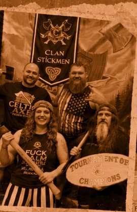 Clan Stickmen team posing with the Tournament of Champions trophy
