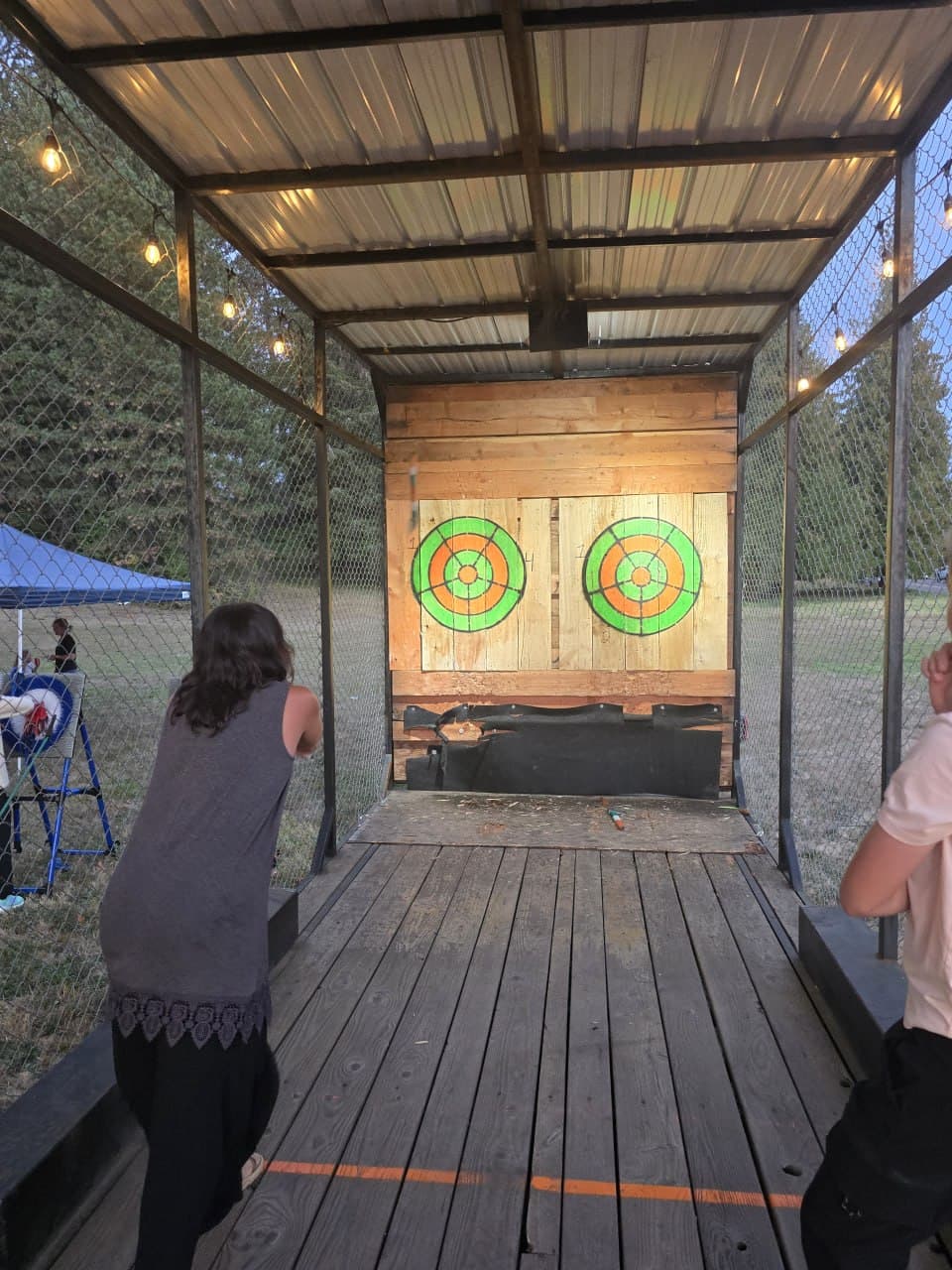 Friends celebrating at Celtic Axe Throwers